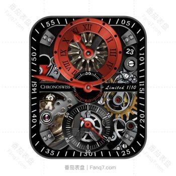 限量表盘炫酷黑机械表盘红色大盘.clock