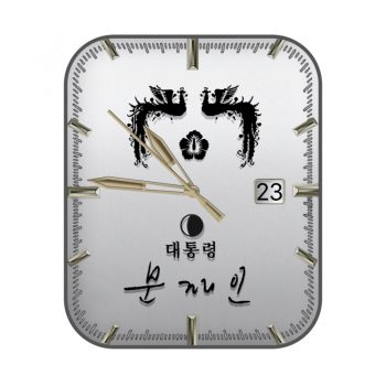 黑色孔雀印花银色表盘.clock