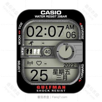 卡西欧CASIOG怀旧复古简约系列黑白五盘.clock