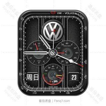 大众汽车手表三盘黑色条纹外圈测速仪.clock