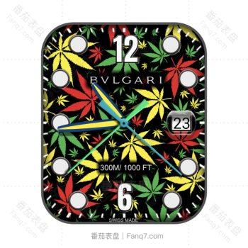 宝格丽BVLGARI黑色底彩色枫叶表盘.clock