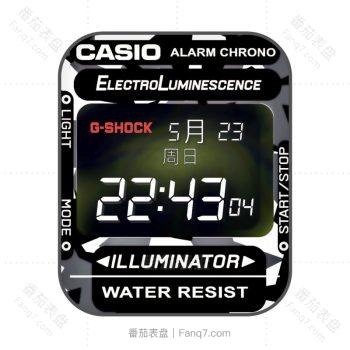 CASIO卡西欧炫酷黑白色文字表盘.clock