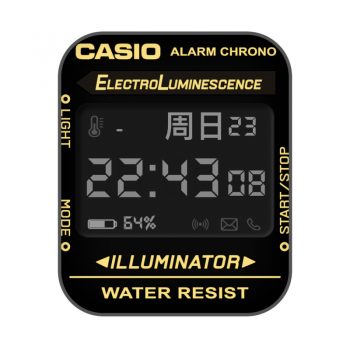 CASIO卡西欧黑底黄字简约表盘.clock