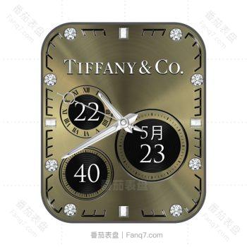 Tiffany&Co.蒂芙尼黄铜色高级表盘三盘.clock