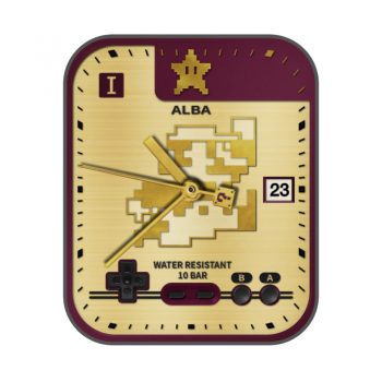 雅柏Alba浅黄色拼接暗红色表盘.clock