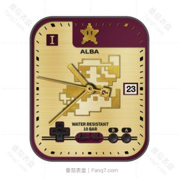 雅柏Alba浅黄色拼接暗红色表盘.clock