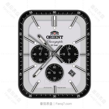 东方双狮ORIENT高级灰表盘黑色小三盘.clock