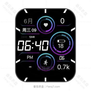 简约多彩渐变线条黑色表盘运动心率电量.clock