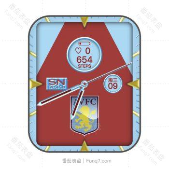 阿斯顿维拉队Aston Villa限量表盘蓝红色.clock
