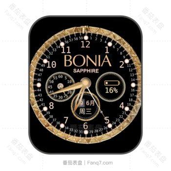 波尼亚BONIA黑色黄金外圈表盘.clock