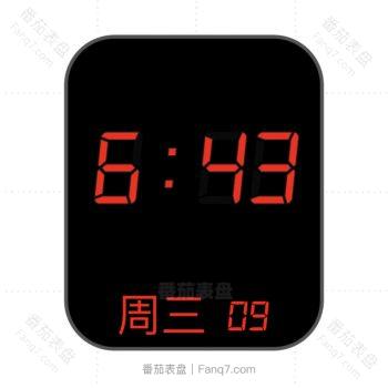 简约个性炫酷黑色表盘红色文字.clock