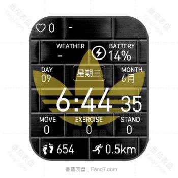 简约黑色方块背景枫叶印花表盘.clock