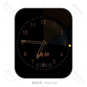 简约黑色橙色萤火虫表盘.clock