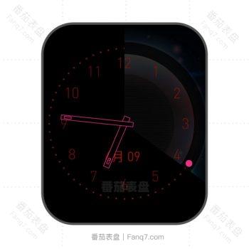 简约黑色玫红色萤火虫表盘.clock
