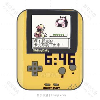 卡通黄色皮卡丘游戏机动态表盘.clock