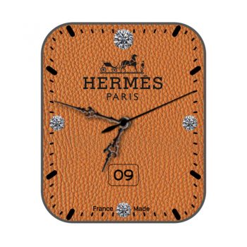 HERMES爱马仕浅棕色真皮纹镶钻表盘.clock