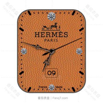 HERMES爱马仕浅棕色真皮纹镶钻表盘.clock