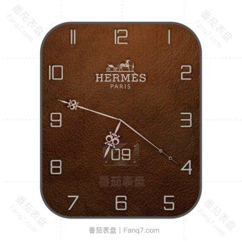 HERMES爱马仕浅棕色真皮纹带日历表盘.clock