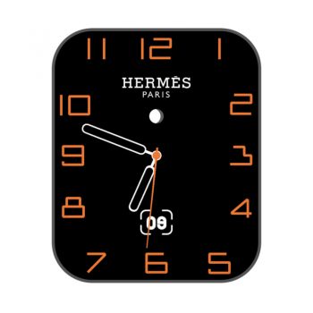 HERMES爱马仕黑色简约橙色刻字表盘.clock