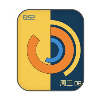 简约黄蓝双拼色橙色圈表盘.clock