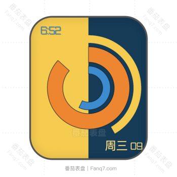 简约黄蓝双拼色橙色圈表盘.clock