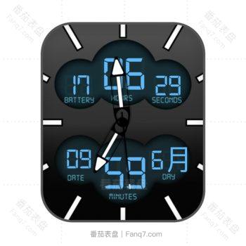 黑色炫酷蓝色荧光文字表盘.clock