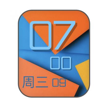 简约蓝橙黄三色拼接表盘.clock