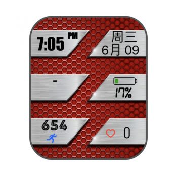 个性红色蜂窝底白色矩框表盘.clock