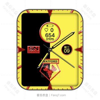 沃特福德足球俱乐部(Watford F.C.)黑橙限量款表盘.clock