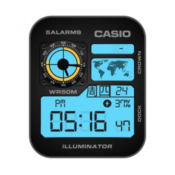 卡西欧CASIOG怀旧复古简约系列地图个性炫酷黑蓝三盘.clock