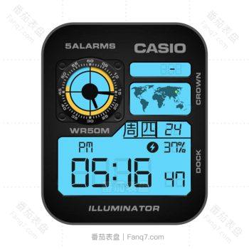 卡西欧CASIOG怀旧复古简约系列地图个性炫酷黑蓝三盘.clock