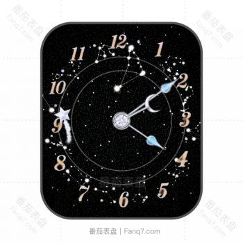 梦幻星空仙女棒棒星星秒针旋转黑色表盘.clock