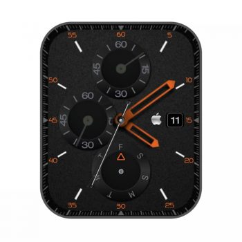 酷黑橙三盘苹果logo小标表盘.clock