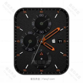 酷黑橙三盘苹果logo小标表盘.clock