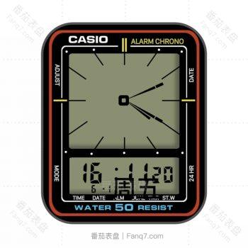 casio卡西欧黑橙条电子时钟表盘.clock