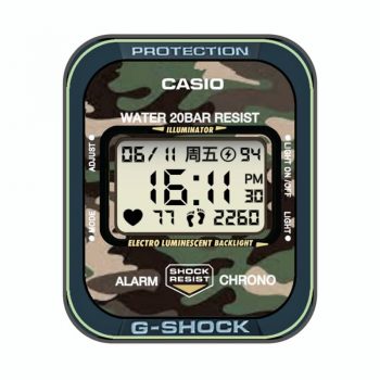 Casio卡西欧迷彩军绿电子表盘.clock
