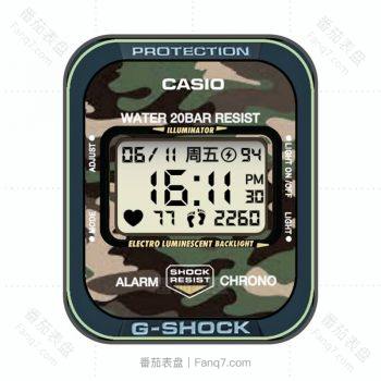 Casio卡西欧迷彩军绿电子表盘.clock