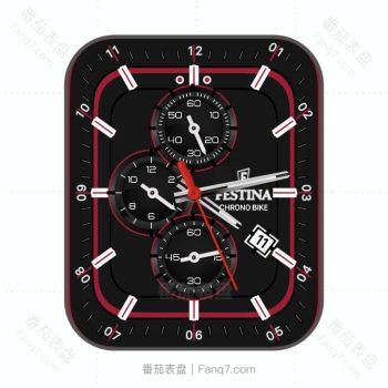FESTINA飞士天酷黑红三盘高级表盘.clock