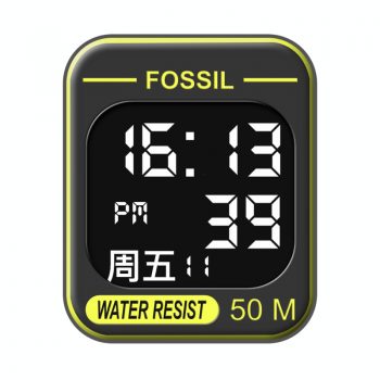fossil化石黄色灰色数字表盘.clock