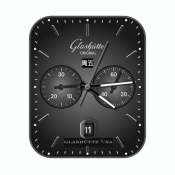 Glashutte格拉苏蒂黑色双盘简约表盘.clock