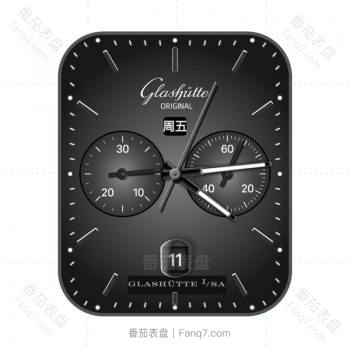 Glashutte格拉苏蒂黑色双盘简约表盘.clock