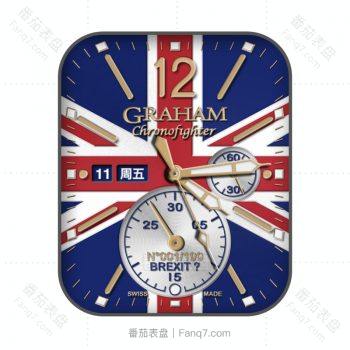 格林汉姆George Graham红白蓝英国国旗双盘表盘.clock
