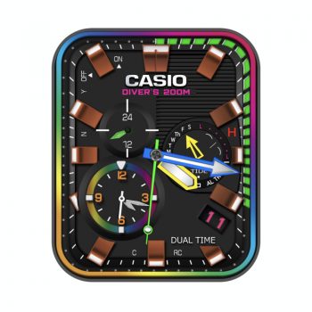 Casio卡西欧酷黑多彩三盘高级表盘.clock