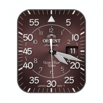 东方双狮orient棕色圆环表盘.clock