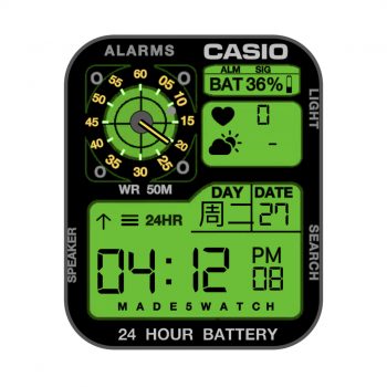 卡西欧CASIOG怀旧复古简约系列地图个性炫酷绿色三盘.clock