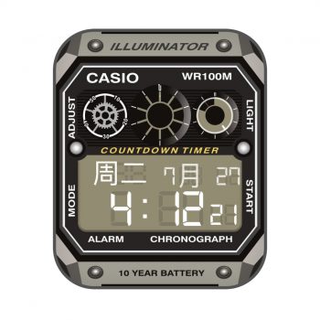 CASIO卡西欧炫酷浅棕黑机械表盘.clock