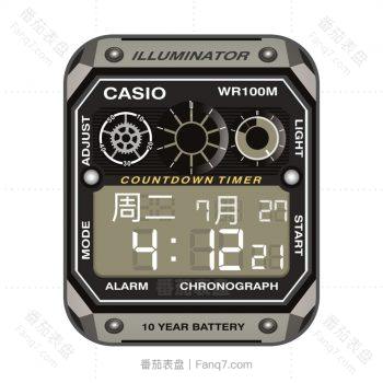 CASIO卡西欧炫酷浅棕黑机械表盘.clock