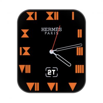 Hermes爱马仕简约黑橙黄色刻度表盘.clock