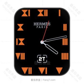 Hermes爱马仕简约黑橙黄色刻度表盘.clock