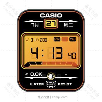 casio卡西欧黑橙条电子时钟表盘.clock